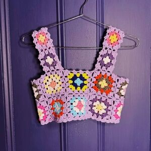 Colorful Crochet Cropped Tank